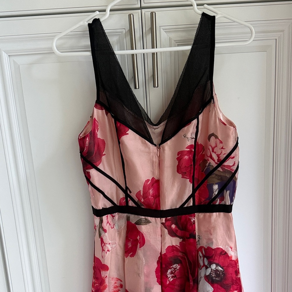 White House Black Market Pink and Black Floral Midi Dress, size 4 - Picture 5 of 10